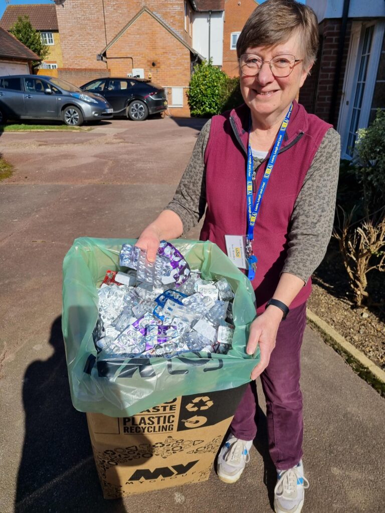A box of blistercpacks to be recycled